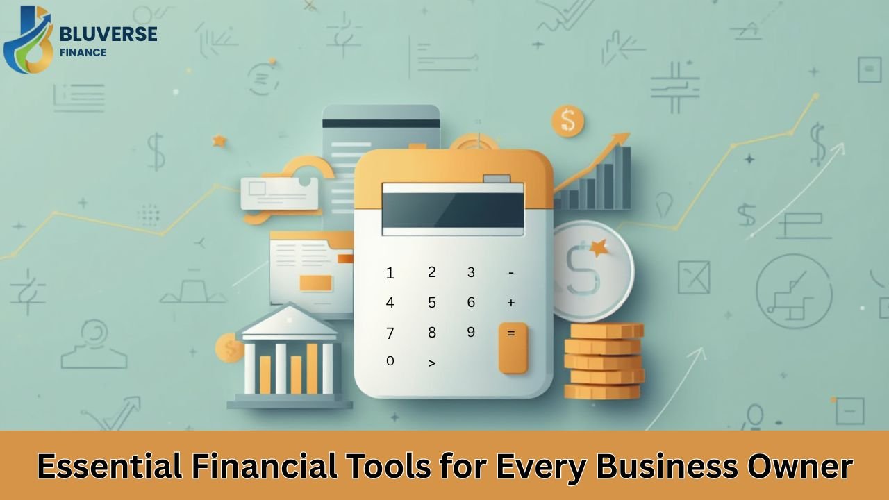 Dynamic digital financial icons representing money management, analytics, budgeting, and business financial tools in a modern tech interface.